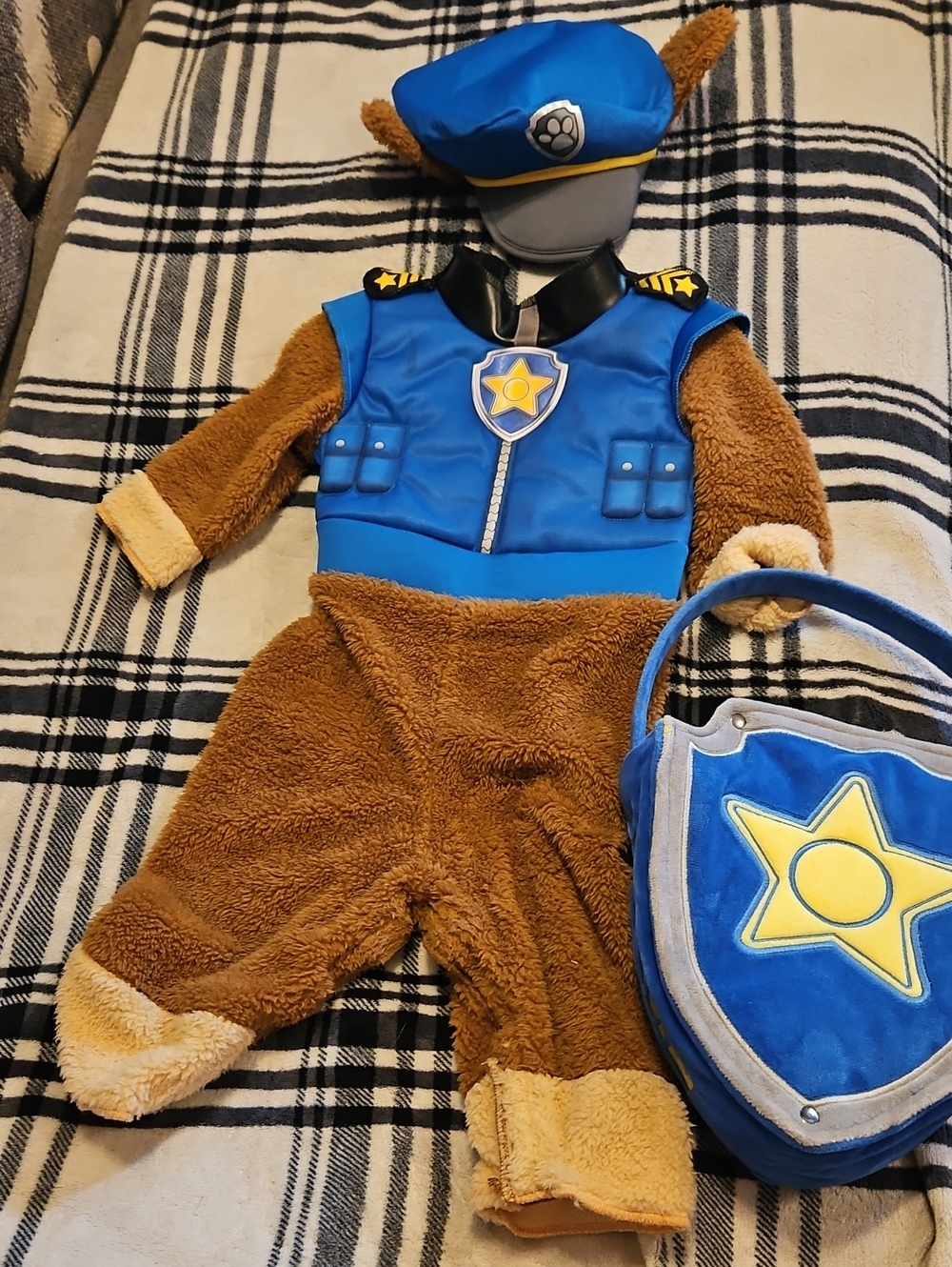 Nickelodeon Paw Patrol Blue & Brown Plush Chase Costume with Badge Purse